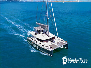 Santorini Luxury Catamaran Day Cruise with BBQ and Drinks Santorini Luxury Catamaran Day Cruise with BBQ and Drinks